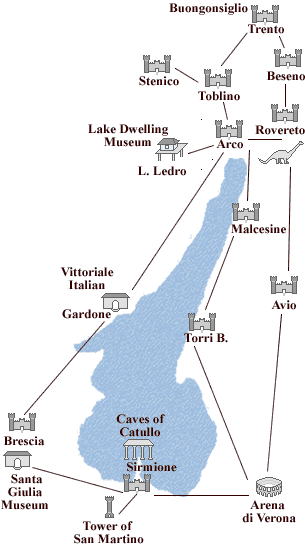 Gardasee Karte der historischen St&auml;tten